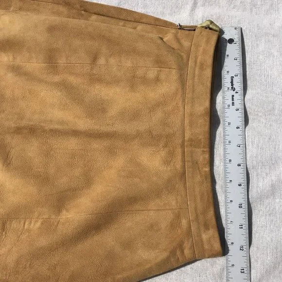 VTG 60s Rare Suede Leather Silk Women’s Pencil Skirt MOD Western Boho USA XS O - Picture 11 of 16